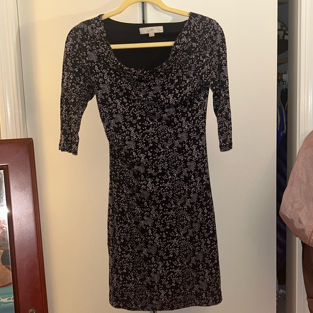 🐾 4 for $40 Ann Taylor LOFT petite dress, purples and black